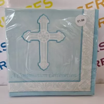 16 X 1st First Holy Communion Radiant Cross Party Serviettes/Napkins - Blue • £2.25
