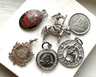 Sterling Enamel Vintage Charm Lot RCMP  Emblems POLICING MILITARY CANADIAN • $16.66