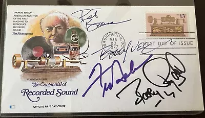 Pat Boone Bobby Vee Frankie Avalon Bobby Rydell Signed Fdc Recorded Sound 100th • $150