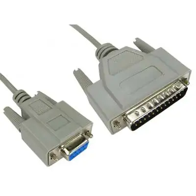 2m Serial Laser Printer Cable D9 Female To D25 Male 9 Pin 25 Pin D9 DB9 D25 DB25 • £4.59