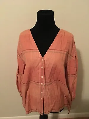 Madewell Light Orange Plaid V Neck Button Up Shirt Size XS • $16.50