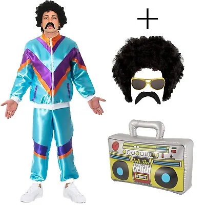 80s Run Tracksuit Scouser Shell Suit Stag Fancy Dress Costume • £25.99