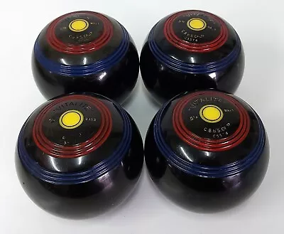 Vintage Vitalite Lawn Bowls Size 5 1/8 Bias 3 Set Of 4 • £29.99