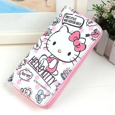 Sweet Kawaii Japanese Hello Kitty Zip Wallet Fits Iphone In Bag Purse Clutch Hot • $25.18