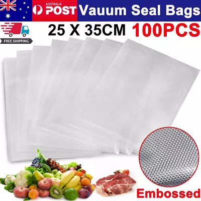 100X Textured Vacuum Food Sealer Bags 25x35cm Commercial Heat Grade Seal Storage • $16.99