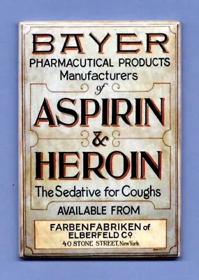 Heroin Advertisement *2x3 Fridge Magnet* Vintage Pain Medication Aspirin Bayer • $8.95