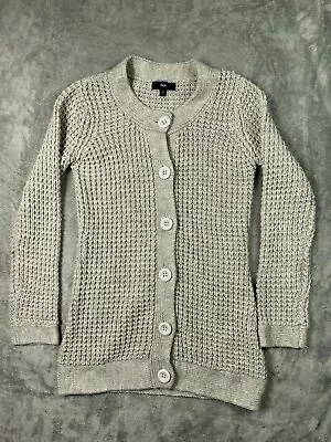 Womens Sweaters Tops Medium Mossimo Beige Knit Button Up Long Sleeve • $16.89