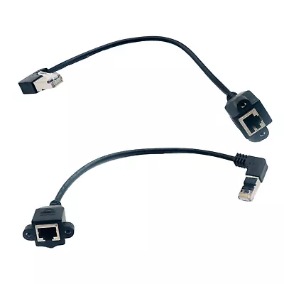 RJ45 Male Right/Left Angle To Female Panel Mount Ethernet Network Adapter Cable • $2.99