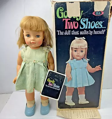 Vintage Ideal Toys Goody Two Shoes Doll 19  Battery Walker 1965 Original Box • $95