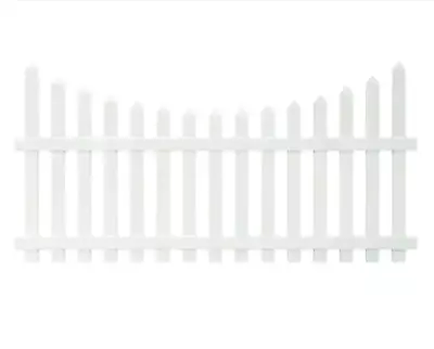 Veranda Glendale White Vinyl Scalloped Picket Fence Panel Kit 4 Ft. H X 8 Ft. W • $106.95