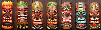 £11.90 • Buy Tiki Bar Mask 30cm Wooden Decoration Handcarved Painted Wall Decor Accessories