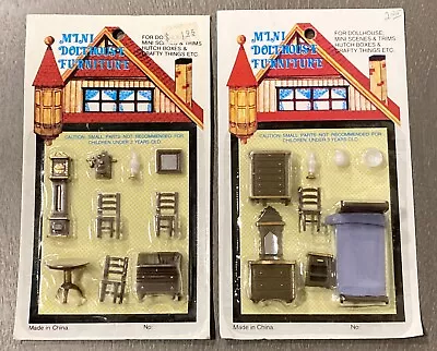 NOS Vintage 70s 80s Dollhouse Miniature Furniture Lot Bedroom Kitchen TINY 1:48 • $19.99
