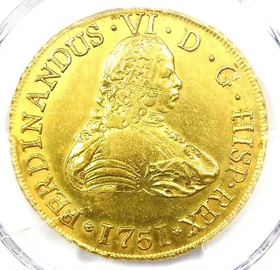 1751 Chile Gold Ferdinand VI 8 Escudos 8E Coin - PCGS Uncirculated Detail UNC MS • $4403.25