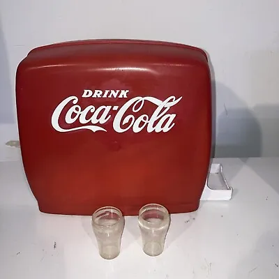 Vintage 1950s Coca-Cola Child's Soda Drink Dispenser W 2 Mini Plastic Glasses • £33.64