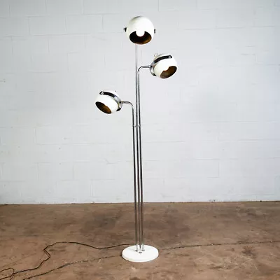 Mid Century Modern Floor Lamp Robert Sonneman 3 Light Chrome Silver White • $1019.13