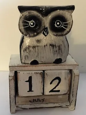 £6.95 • Buy Standing White Owl Perpetual Calendar Wooden (Hand Carved).....