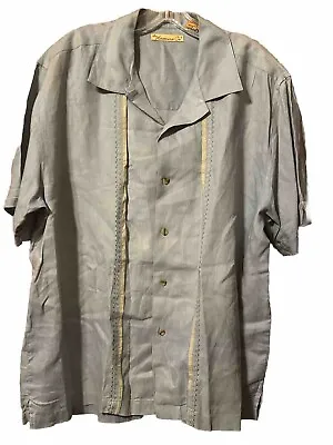 Havanera Men’s Shirt Large Cuban Style Short Sleeve Button Front  Light Blue • $17.40