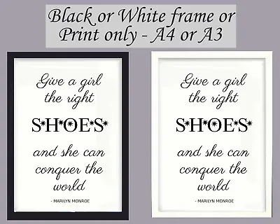 £4.95 • Buy Print Marilyn Monroe Quote Shoes Wall Art Framed Picture Poster A3 A4 Film Icon