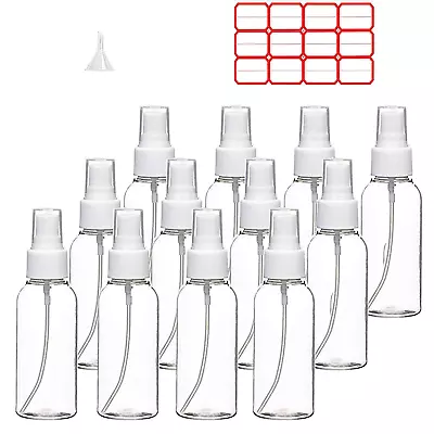 Spray Bottles 12 Pack 4Oz 120Ml Clear Empty Fine Mist Plastic Mini Travel Bottl • $12.59