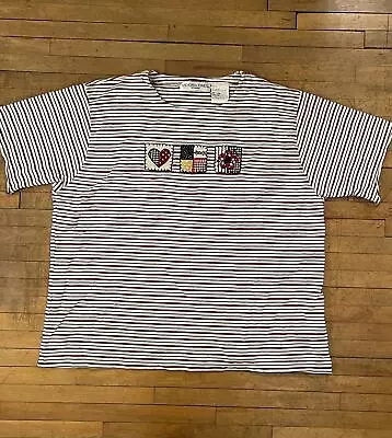 Red & White Striped Victoria Jones T-Shirt Size- 2XL • $12