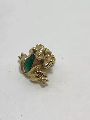 Vintage Avon Frog Lapel Pin Brooch Gold Tone Green Iridescent Enamel Tie Tack • $11.95