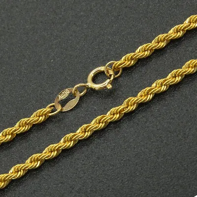 18K Solid Gold Rope Chain Singapore Twist Necklace Men Women 2mm 16 -24  • $424.43