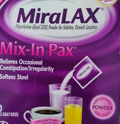 50ct MiraLAX Mix-In Pax (unflavored Sugar-free Singles) 9/24+ • $29.99