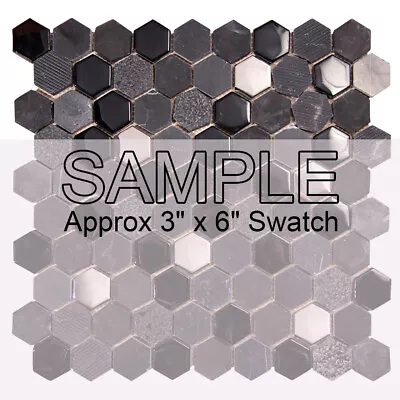 Mosaic Hexagon Tile Glass Stone Metal Kitchen Bathroom Wall Backsplash Black • $4