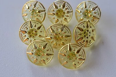 015 - Vintage Czech (8) 1/2  Uranium Vaseline Glass Buttons • $16.99