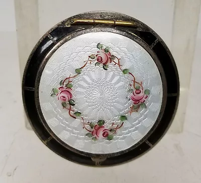 £202.80 • Buy Antique Vintage Sterling Silver Guilloche ENamel Compact Mirror Makeup
