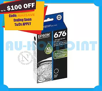 Epson Genuine 676XL BLACK INK WorkForce Pro WP-4530 WP-4540 2.4K Pages T676192 • $64.38
