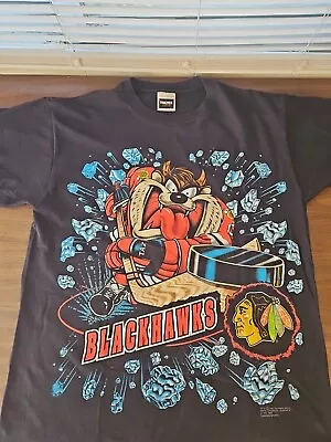 Vintage 1993 Chicago Blackhawks TAZ Hockey Warner Bros Shirt XL NWOT 22.5X31 SS • $85