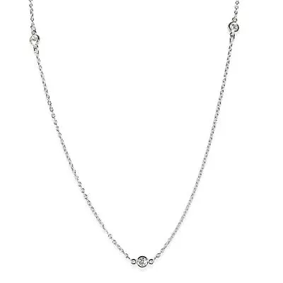 Tiffany & Co. Elsa Peretti 5 Station Diamonds By The Yard Neclace Platinum • $2800