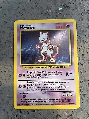 Pokémon TCG Mewtwo Base Set 10/102 Holo Unlimited Holo Rare • $14.99