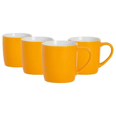 4x Coloured Coffee Mugs Ceramic Stoneware Tea Latte Cappuccino Cups 350ml Yellow • £12