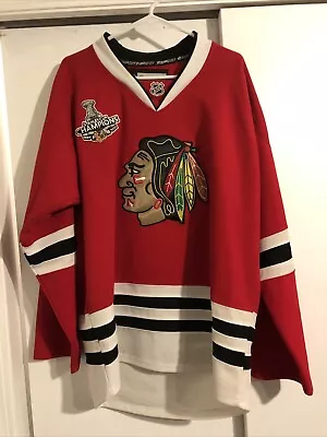 Reebok Chicago Blackhawks Marian Hossa Stanley Cup Jersey Mens Size 50 Large • $75
