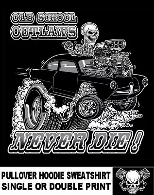 Henry J Kaiser Old School Muscle Hot Rod Drag Race Car Skull Hoodie Sweatshirt • $39.99