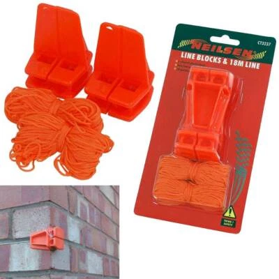 £5.99 • Buy 2x Brickies Line Blocks + 18M Line | 2 Plastic L Shaped Corner Blocks Brick