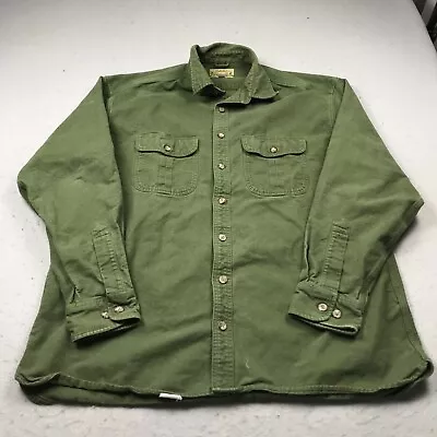 Cabelas Shirt Mens XLT Tall Green Solid Deerskin Soft Chamois Flannel Outdoor • $20.99