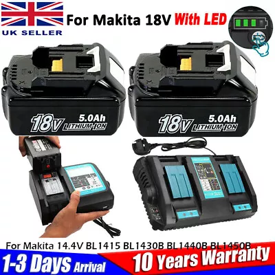 For Makita 18V 5.0Ah LXT Li-ion Battery BL1830 BL1840 BL1850B BL1860B / Charger • £22.99