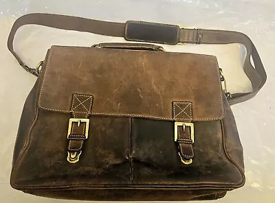 Visconti Brown Distressed Leather Messenger  Document Laptop Bag 11x16” England • $65