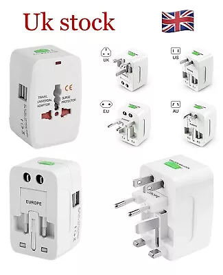 Travel Adapter World Wide Use Universal New Plug Charger UK EU AU US USB Port • £6.99