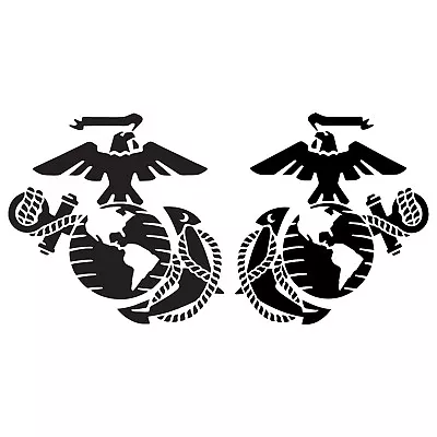 Licensed Set Of 2 USMC Marine Corps Eagle Globe Anchor EGA Vinyl Decal Sticker • $27.95