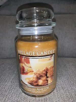 Village Candle Cinnamon Apple Crisp Large 26 FL Oz Jar 2 Wick Candle NWT • $38.99