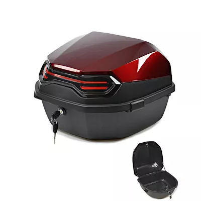 Waterproof Motorcycle Tail Box Top Storage Luggage Case W Night Reflective Light • $57.50