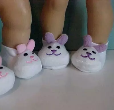 Bunny Slippers With Purple Ears & Face - Made To Fit American Girl Dolls • $6.99