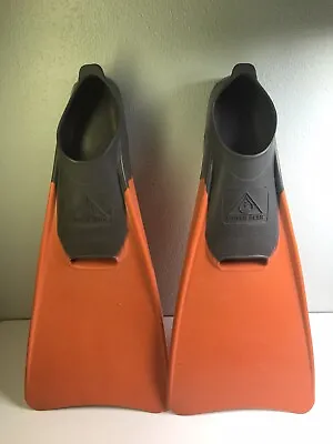 Vintage Water Gear Swim Fins Body Surf Snorkeling Size 3-5 Orange/Gray Flipers • $15.96