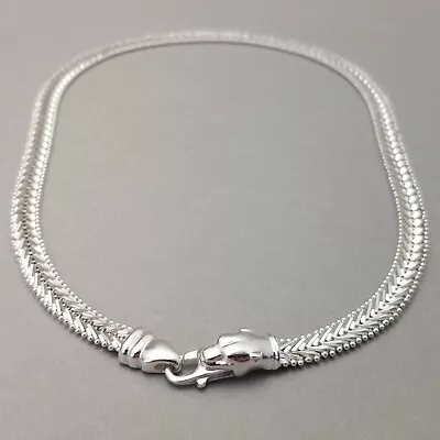 Milor Sterling Silver Panther Clasp Chevron Link Necklace Hallmarked 17  33.5g • $99.55