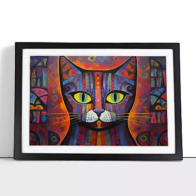 Egyptian Cat Abstract No.2 Framed Wall Art Poster Canvas Print Picture Painting • £14.95