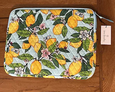 NWT Vera Bradley Laptop Sleeve Lemon Grove NEW Padded Blue Yellow Quilted Case • $23.99